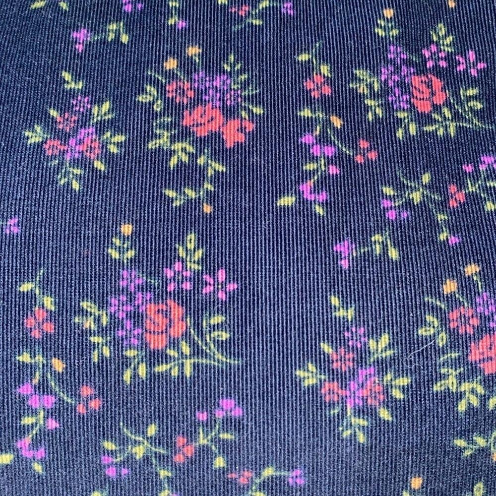 REAL COMFORT corduroy floral sleeveless tank maxi 2 pocket navy green Y2K size M - Picture 3 of 12